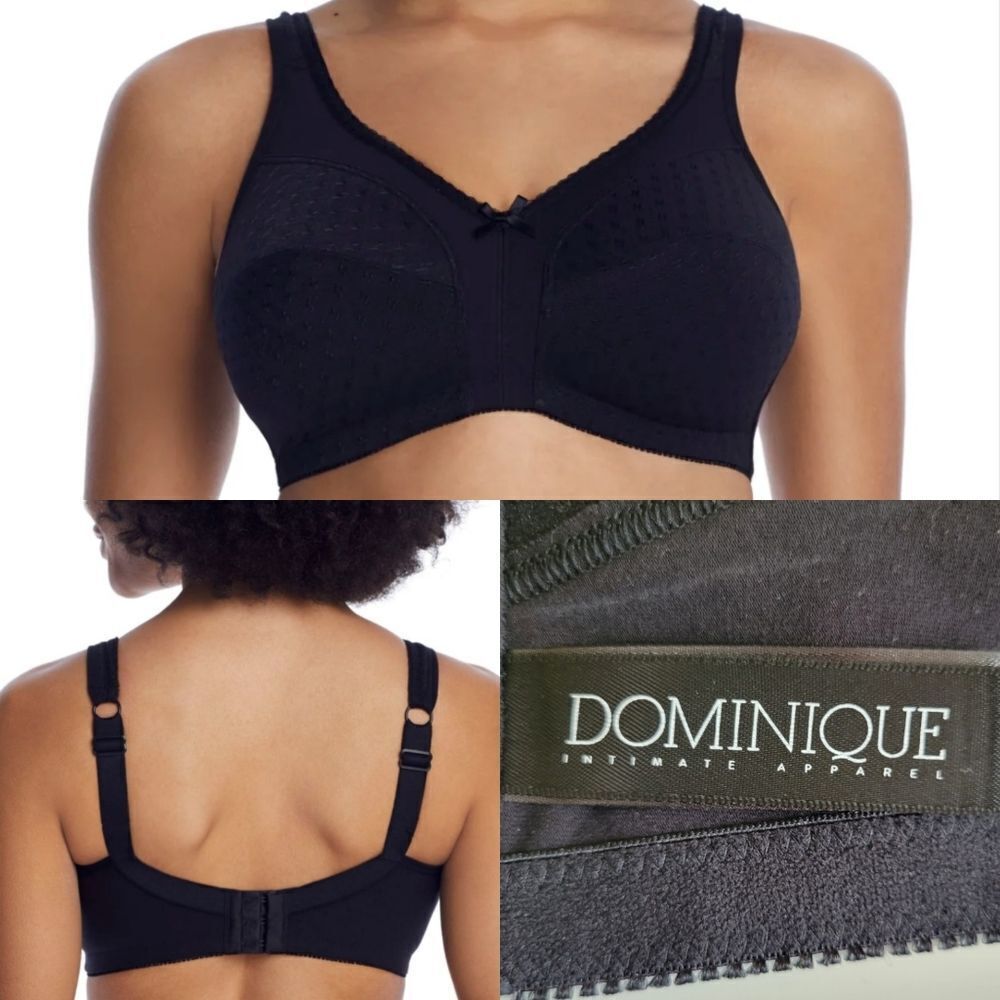 $60 NEW 48DD DOMINIQUE  BLACK MARCELLE wirefree full comfort bra 48E 48 E DD NWT